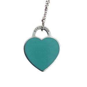 Tiffany & Co. Small Silver Enamel RTT Heart Necklace